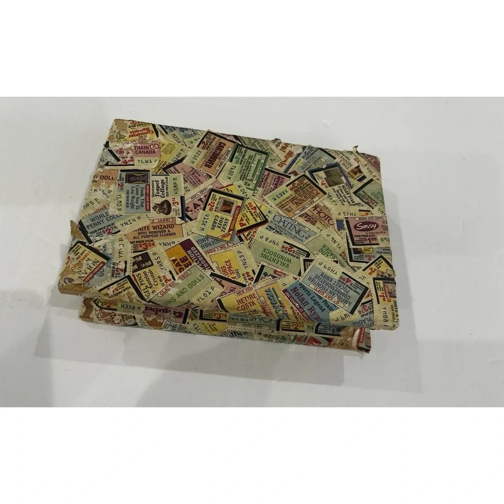 Vintage Decoupage Covered Hidden Book Trinket Keepsake Box Folk Art MCM Handmade